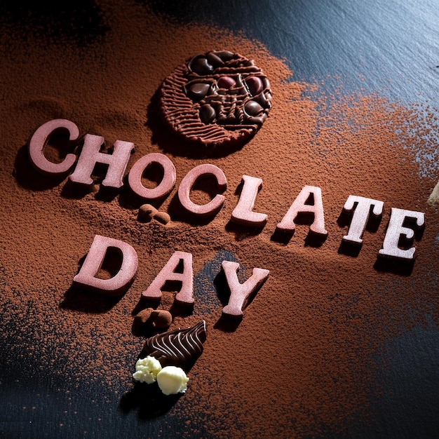 Photo a sign that says chocolate day is on a table