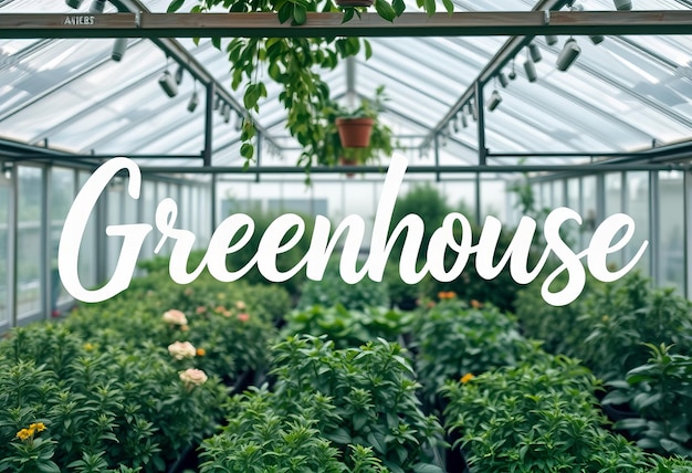 a sign that says green houses in a greenhouse