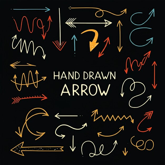 a sign that says hand drawn arrow and the word  hand drawing