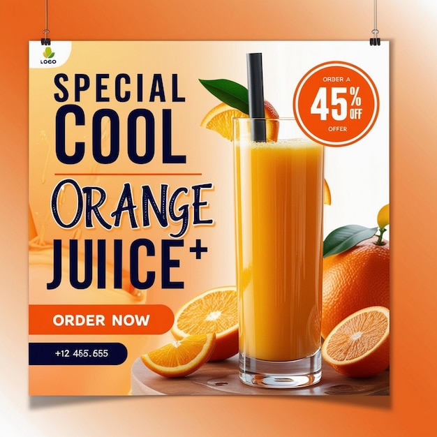 Photo a sign that says special juice with the words special orange juice