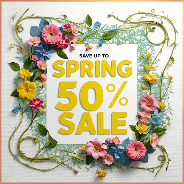 a sign that says spring sale is displayed in a floral display