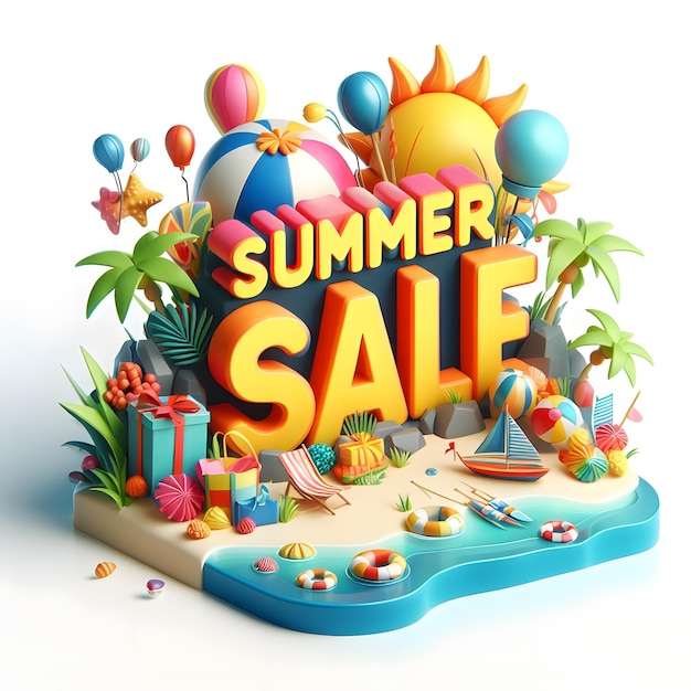 a sign that says summer sale is on a beach