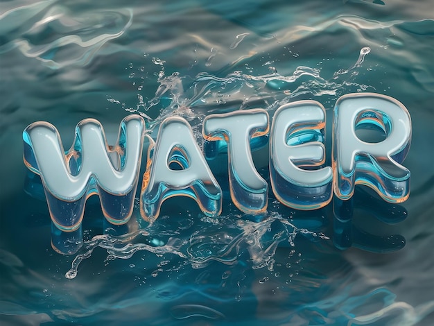 a sign that says water is written in blue and has the word water on it