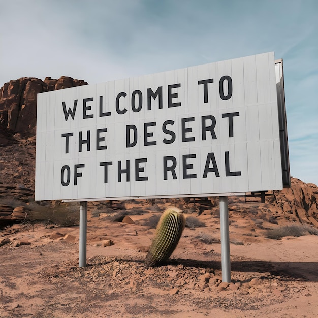 a sign that says welcome to the desert