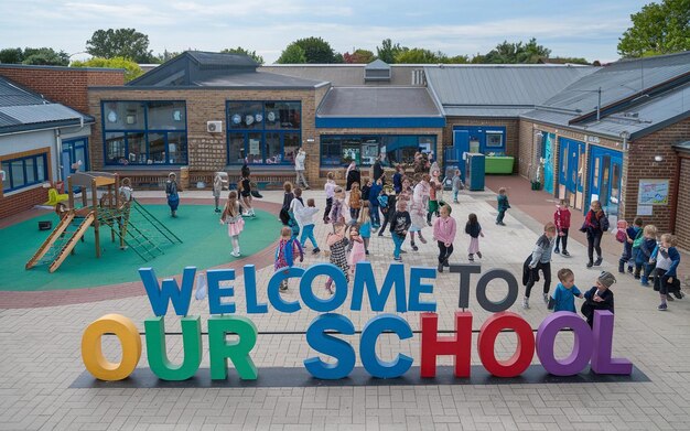 Photo a sign that says welcome to your school