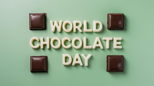 a sign that says world chocolate day in white letters