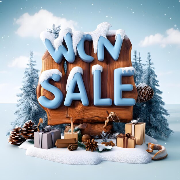 Photo a sign that says wp sale is on a snowy landscape