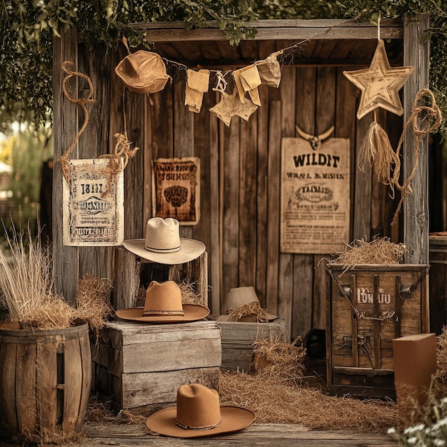 Photo a sign for the wild west is on a wooden fence