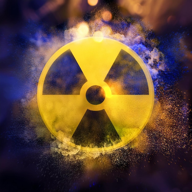 Photo sign zone of high radiation background radiation sign