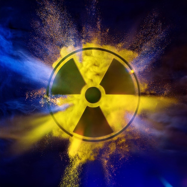 Photo sign zone of high radiation background radiation sign