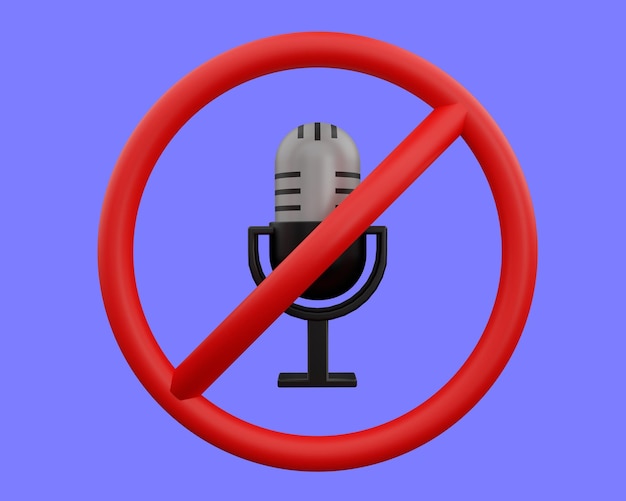 signal icon not allowed to use microphone. 3d rendering.