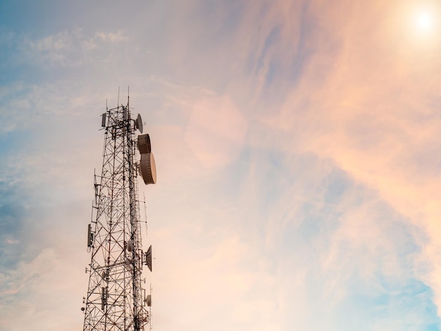 The signal tower was high up in the sky and saw the sky with the sunlight hitting it To transmit digital and analog data in various waveforms as a technology used to communicate over long distances