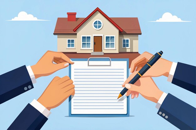 Photo signing house or apartment contract for property ownership or lease