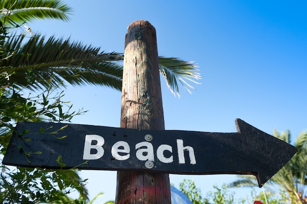 Signpost with an arrow. The inscription on the sign 