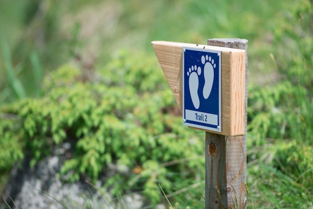 Signposting on the mountain path of trekking routes