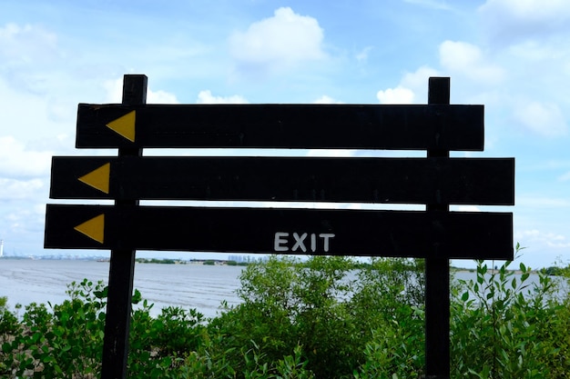 Signs and Directional pattern with blue sky in the background