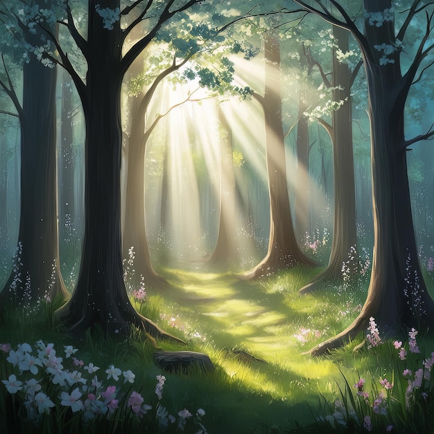 A Silent Forest Awash in Sunlight Generative AI