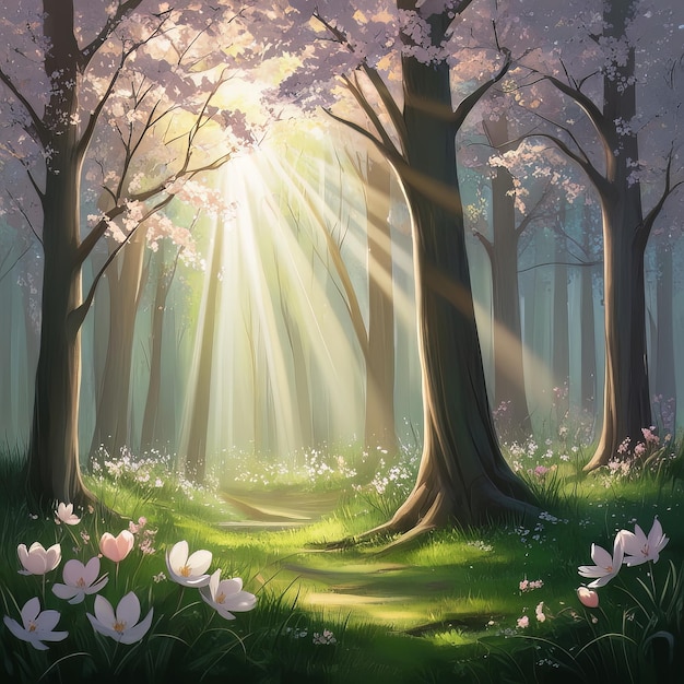 A Silent Forest Awash in Sunlight Generative AI