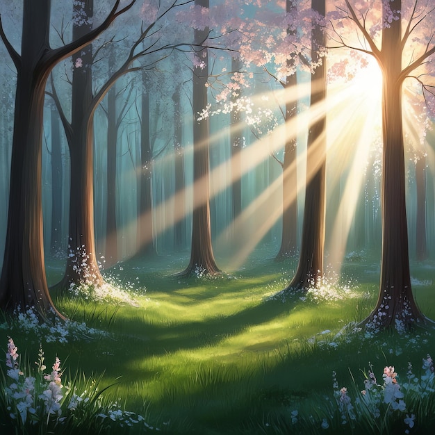 A Silent Forest Awash in Sunlight Generative AI