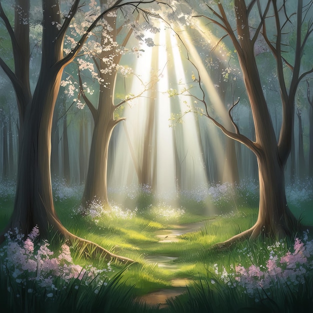 A Silent Forest Awash in Sunlight Generative AI