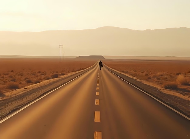 Photo silent road of solitude in an empty countryside