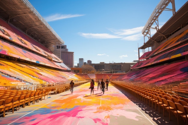 Silent stadium team warms lawn shines generative IA