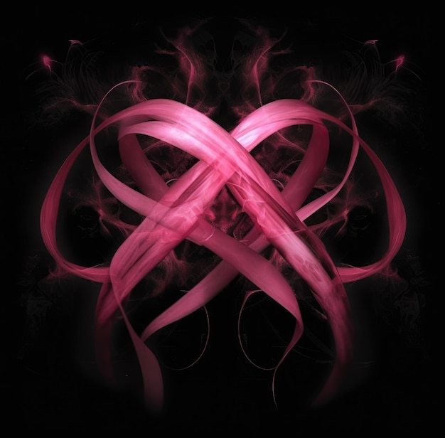 Silhouette of an anonymous and resilient woman a cancer survivor with the cancer symbol of a pink ribbon Generative AI