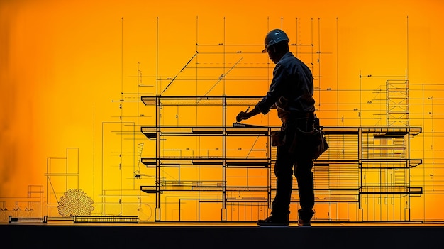 Silhouette of Architect Drafting Plans