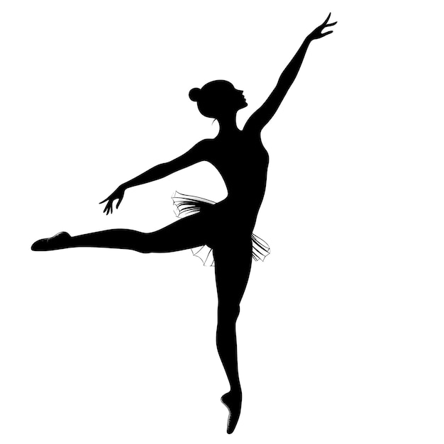 Photo silhouette of a ballerina in midair graceful pose