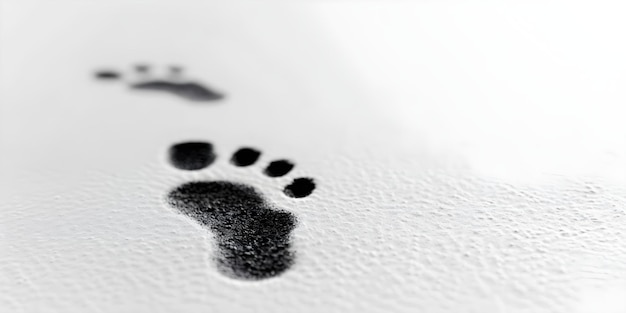 Photo silhouette of barefoot human footprints on white background concept silhouette barefoot footprints white background human