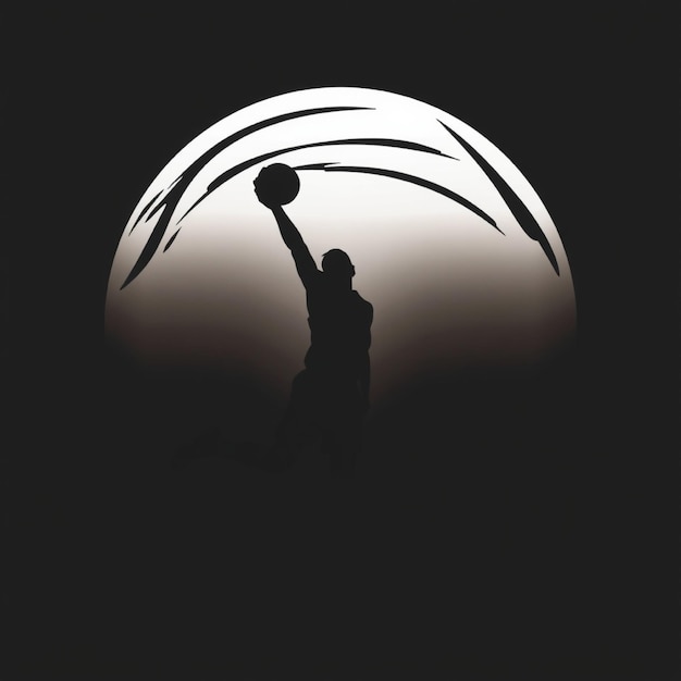 Photo a silhouette of a basketball player with a moon behind it