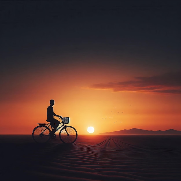 Photo silhouette of a bicycle on the horizon