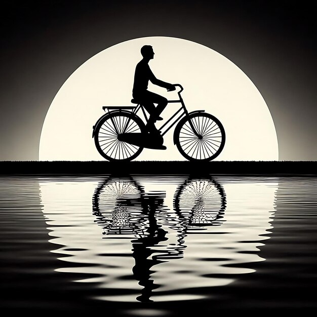 Photo silhouette of a bicycle on the horizon