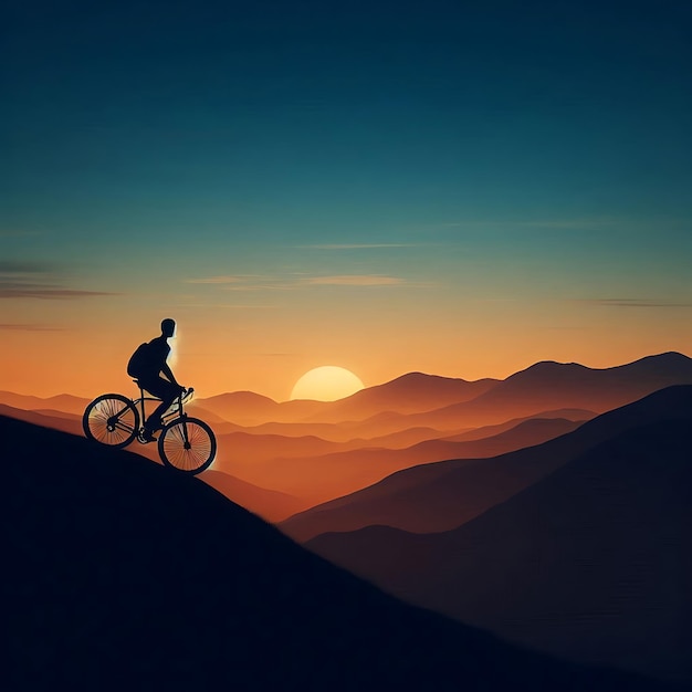 Photo silhouette of a bicycle on the horizon