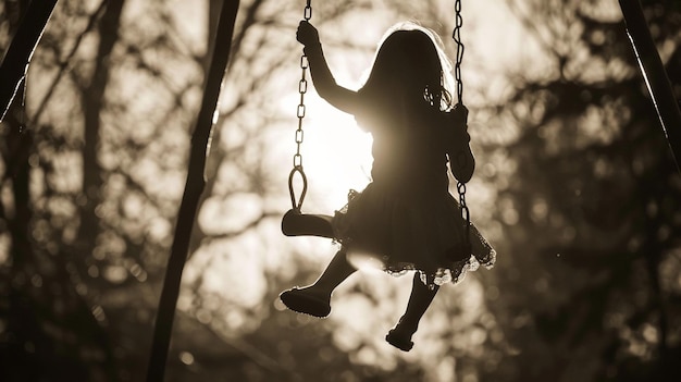 Photo silhouette of a child on a swing