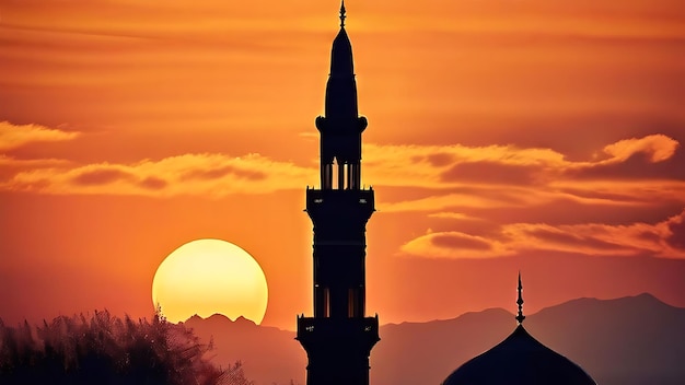 Silhouette of a Cityscape at Sunset