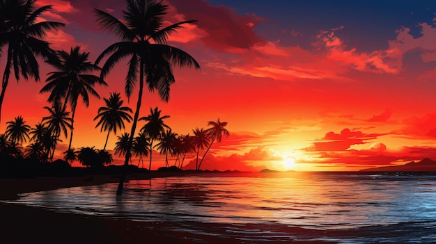 Silhouette coconut palm trees on beach against sky