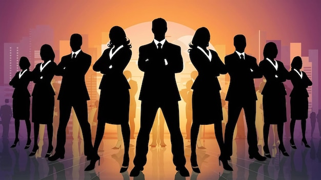 Silhouette of confident businesspeople