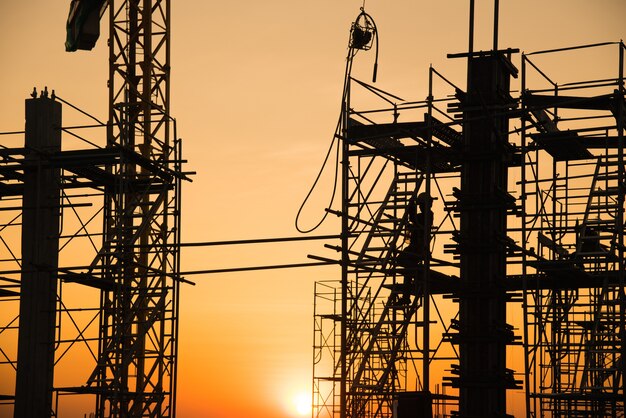 Silhouette construction worker