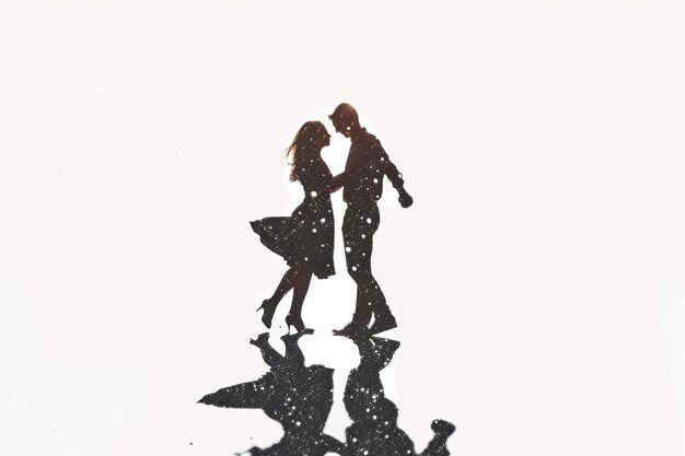 Photo silhouette of a couple dancing in the snow