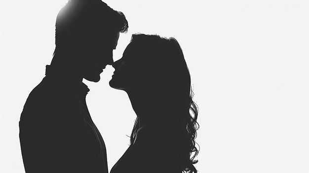 Photo a silhouette of a couple in front of a white background