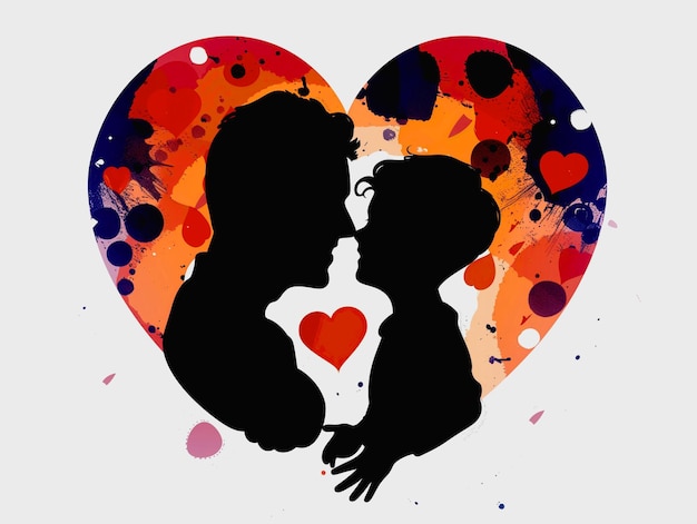 a silhouette of a couple and a heart with the words love