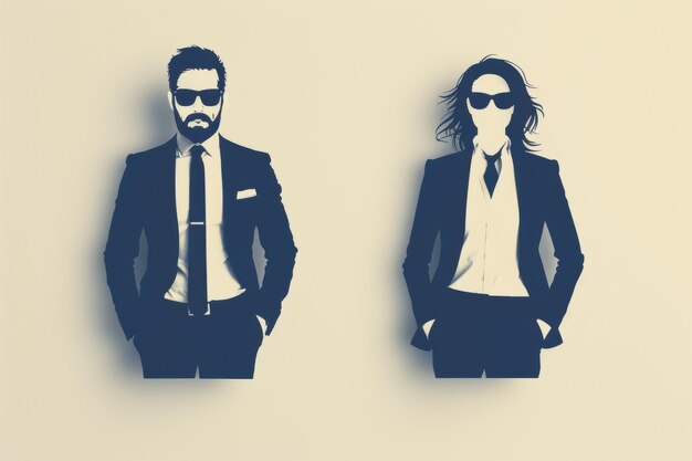 Photo silhouette couple in suits