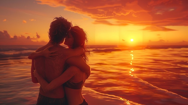 silhouette of a couple at sunset