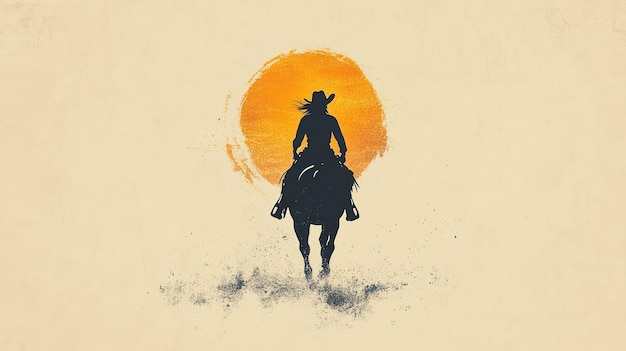 Photo silhouette of a cowgirl riding a horse against a sunset