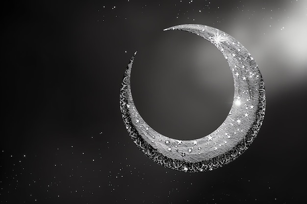 Photo silhouette of a crescent moon illustration arabic eid mubarak background