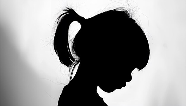 Photo silhouette of crying little girl