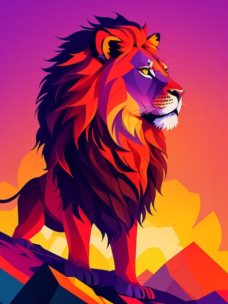 A silhouette design of a lion sunset AI generated art