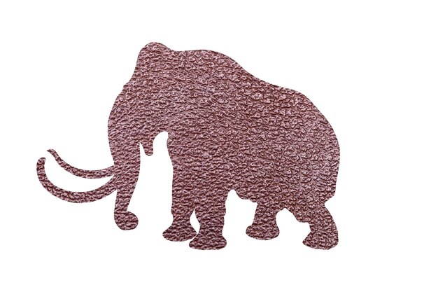 Silhouette of an elephant from wrapping paper isolated on white background