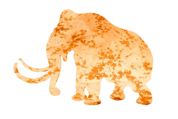 Silhouette of an elephant from wrapping paper isolated on white background